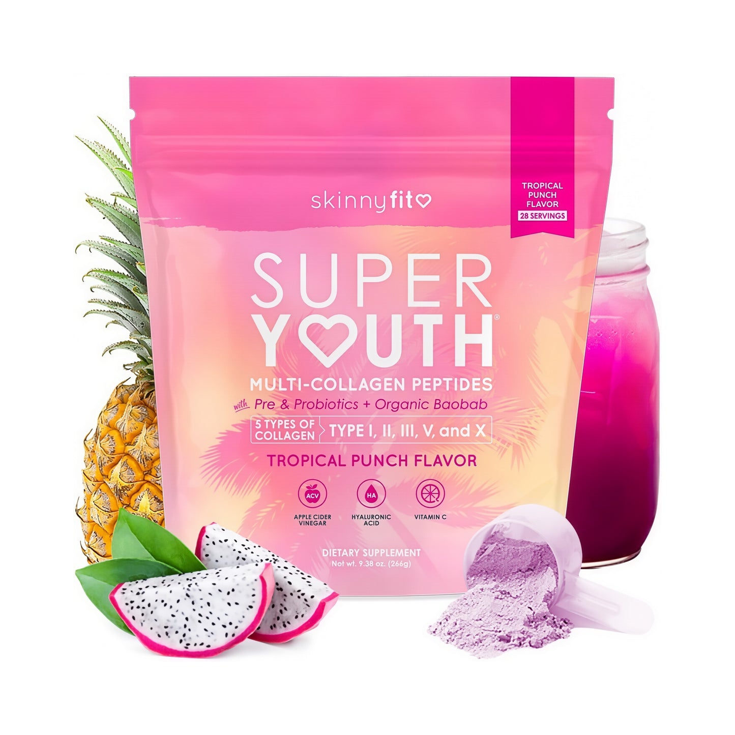SkinnyFit Super Youth Collagen for Women Multi Probiotics 28 Servings