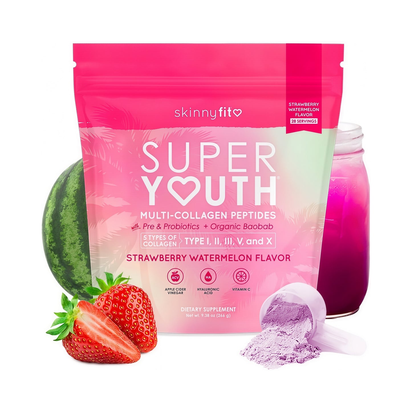 SkinnyFit Super Youth Collagen for Women Multi Probiotics 28 Servings
